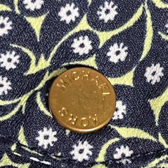 Michael Michael Kors Womens Floral Print Button-Up Blouse size medium NAVY BLUE - Picture 5 of 8